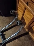 Yamaha VMX1200 V-max 1984-2007 Complete Exhaust 14" Round Carbon Mufflers. Fixed Price $350.00.