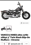 Vance & Hines Twin Slash Slip-on Mufflers Chrome #16842 Harley Davidson Softail. Fixed Price $399.00.