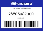 Husqvarna Genuine Silencer - 26505082000. Fixed Price $657.76.