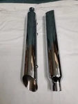 New Rush Chrome Performance Slip On Mufflers 2" Baffle Part# 16404-200. Fixed Price $189.99.