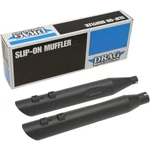 Drag Specialties Black 4" Slip-on Mufflers, Milwaukee Engine 1801-1190. Fixed Price $356.95.