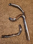 Chrome 2-INTO-1 Exhaust Header Pipes & Heat Shields Harley Sportster 1100 883.... Fixed Price $149.95.